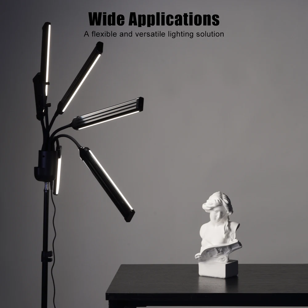 2/4/6 Arms LED Tube Light For Live Stream Camera Selfile Light Bi-color Dimmable With Phone Tripod Stand Holder