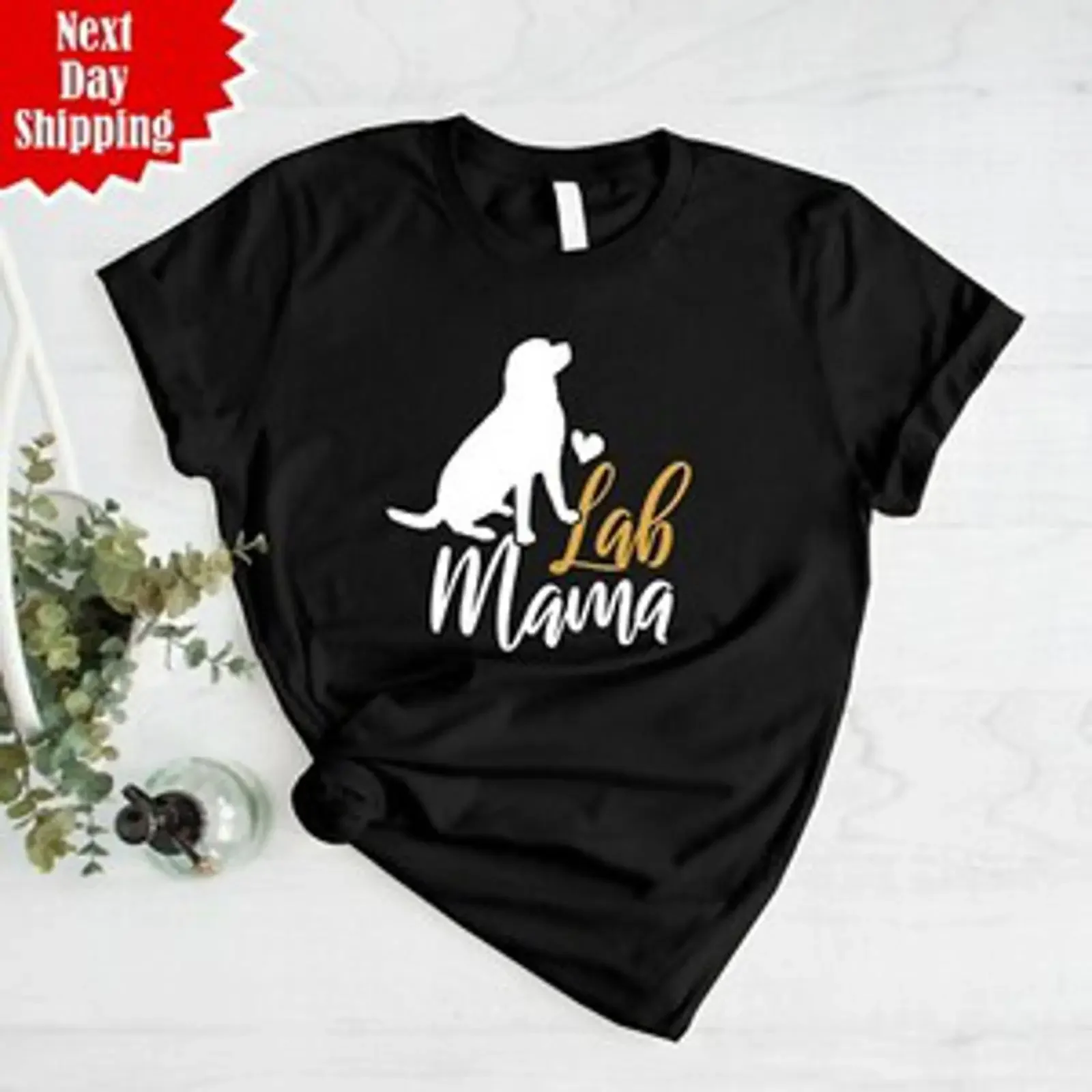 Lab Mama Labrador Retriever T Shirt bedruckt süß Haustierliebhaber Geschenk Top vintage Washed fashion Breathable Versatile