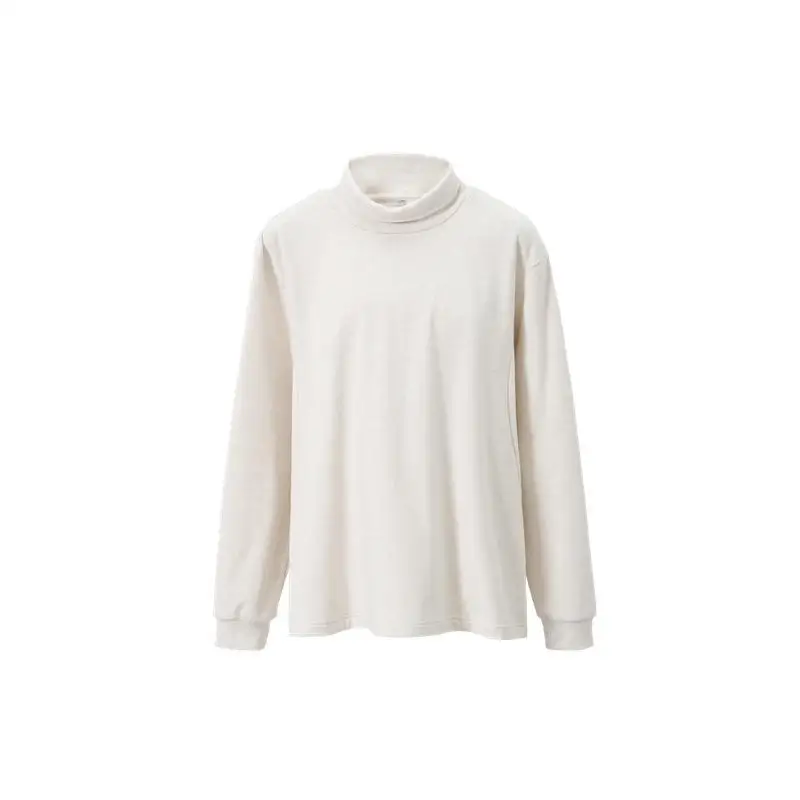 Casual Flocked High‑Neck Long‑Sleeve Garment 2026 Autumn Debut Mulberry Silk Wool Warm‑Keeping Tee Minimalist Daily Unisex