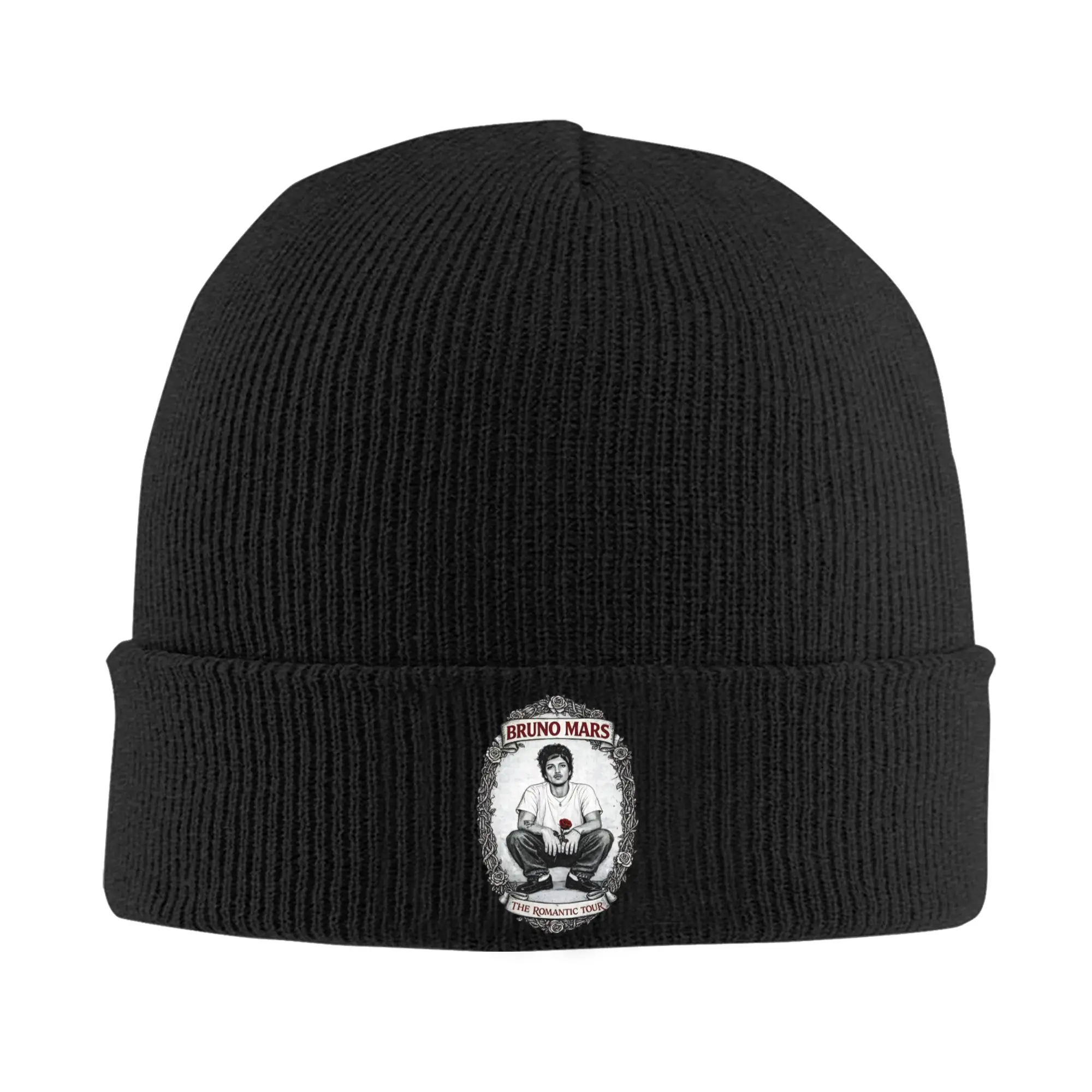 

Bruno Mars The Romantic Tour 2026 Vintage Style Beanie Hats Bonnet Hats Adult Outdoor Knit Hat Winter Printed Head Wrap Caps