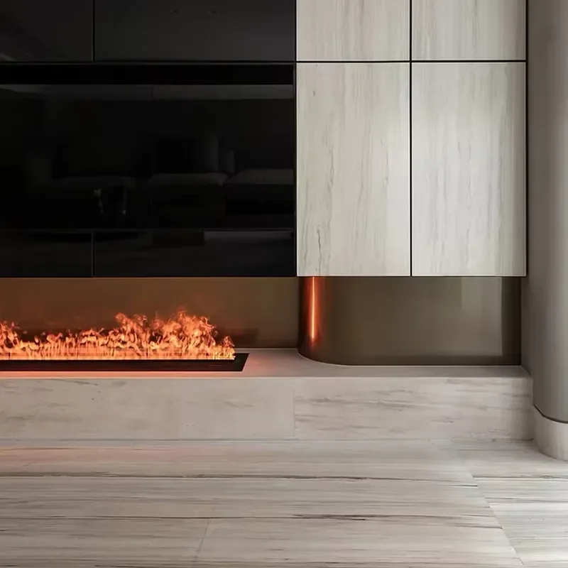 For Modern Wall-Mounted 3D Fireplace Realistic Flame Simulation Remote Control Steel Embedded Atomization Humidifier