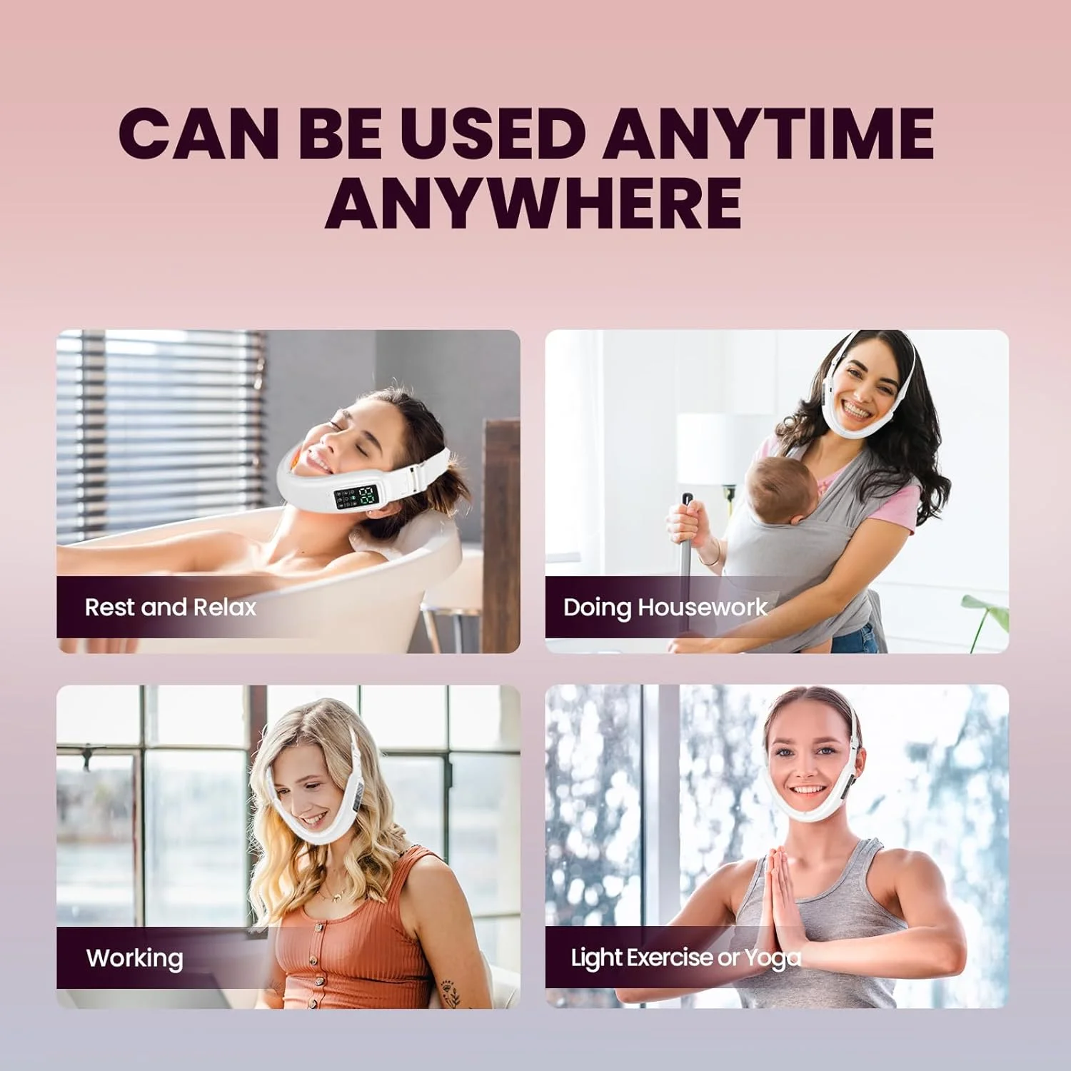 V자형 페이스 리프팅 뷰티 디바이스 1세트 전기 페이스 마사지기 8가지 모드 15가지 강도 조절 매일 얼굴 관리에 적합