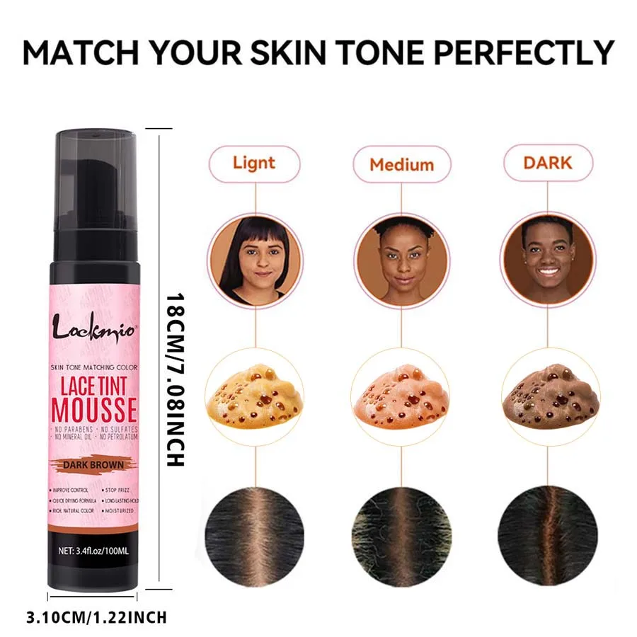 Lace Tint Mousse,Skin Tone Matching Foam,Fast Dry Lace Dyeing Spray For Front Realistic Wig Look For Women Wig Daily Styling Use