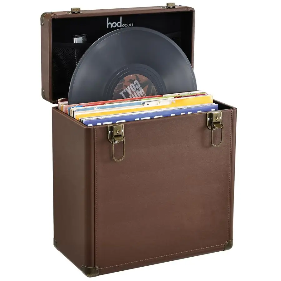 

Vinyl Record Storage Box with Lock Record Organizer Storage for 30 Single Records 12inch Water Resistant Collapsible Storage Cra