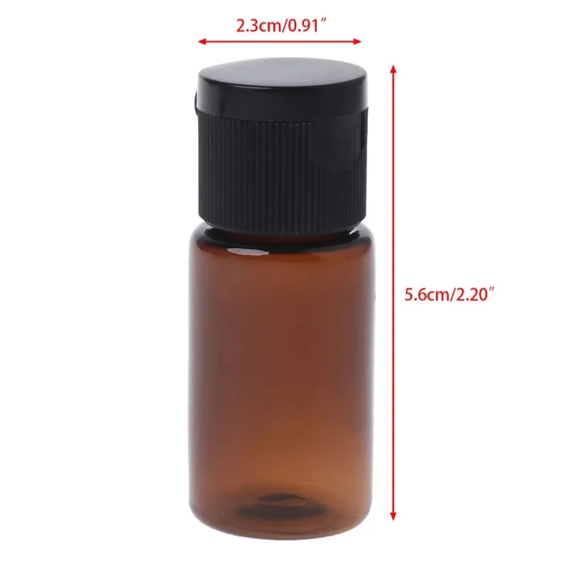 100pcs 10ml Empty Brown Plastic Sample Bottle With Flip Cap Mini Cosmetic Travel Container Jars