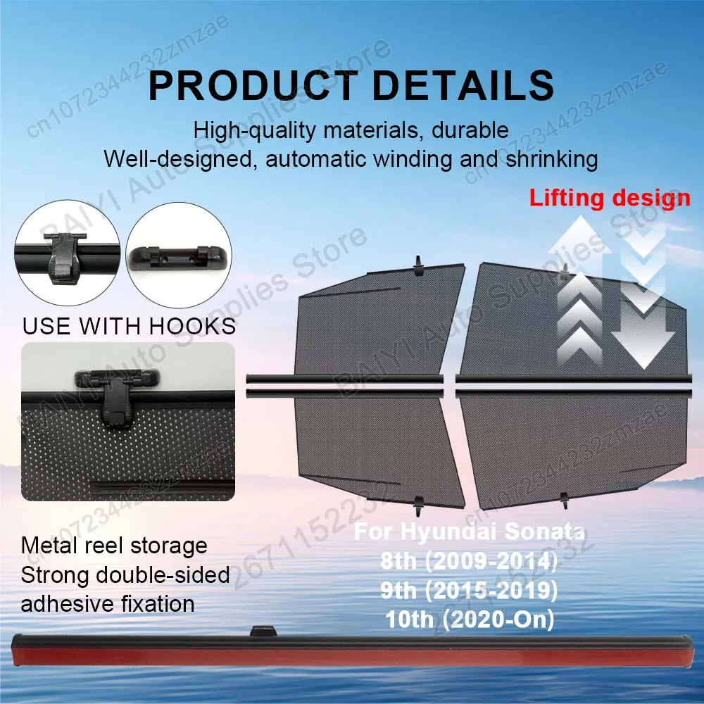 Customizable Car Sunshade For Hyundai Sonata Side Windows Automatic Retractable Sun Visor Other Car Accessories