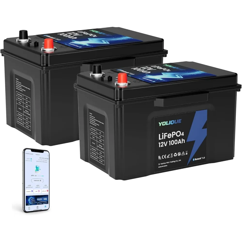 

12V 100Ah LiFePO4 Battery with Self-Heating & Low-Temp Protection, IP67 Waterproof | 6000+ Deep Cycles Marine Battery for RV