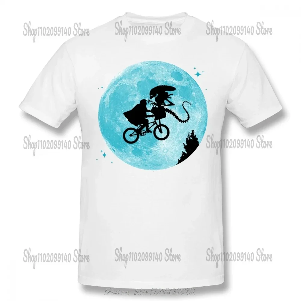 Camiseta con estampado de dibujos animados E.T. Vs Aliens-Camiseta clásica para hombre, camisa informal divertida de manga corta