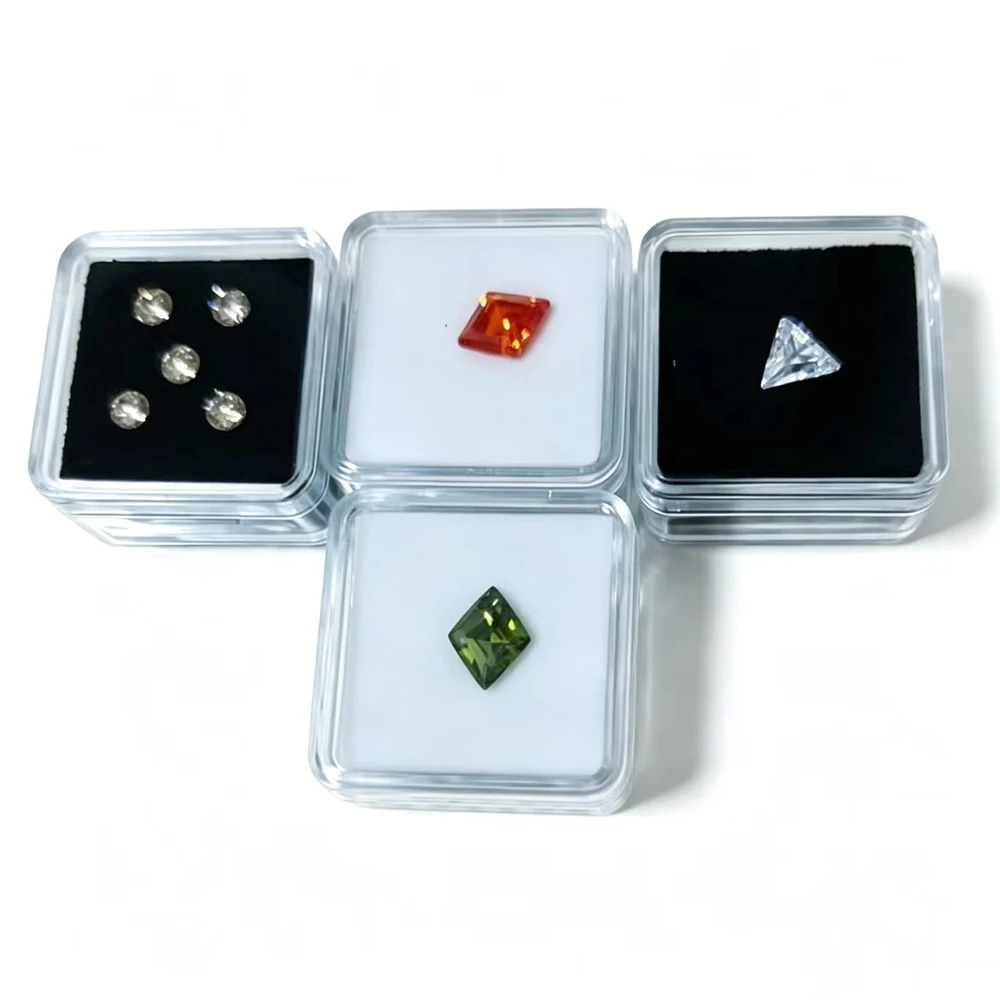 48Pcs Loose Diamond Display Box Transparent Gemstone Storage Case Piercing Jewellery Gems Organizer 3cm Stone Gift Package Box