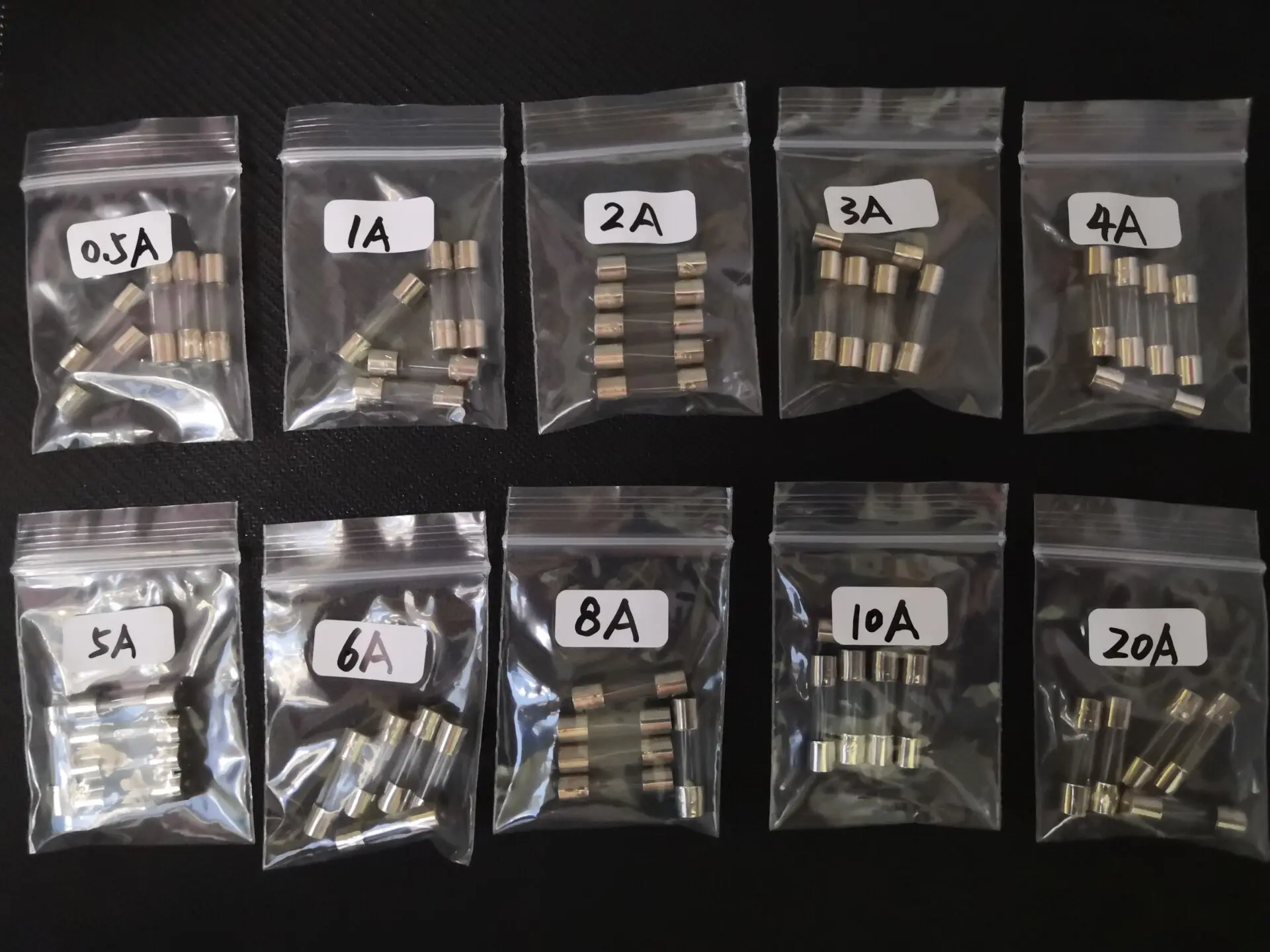 FreeShip Fuse Kit 10 Values*5pcs=50pcs 5*20mm Glass Safety Tube Assorted Pack Set 0.5A 1A 2A 3A 4A 5A 6A 8A 10A 20A 0. 5A To 20A