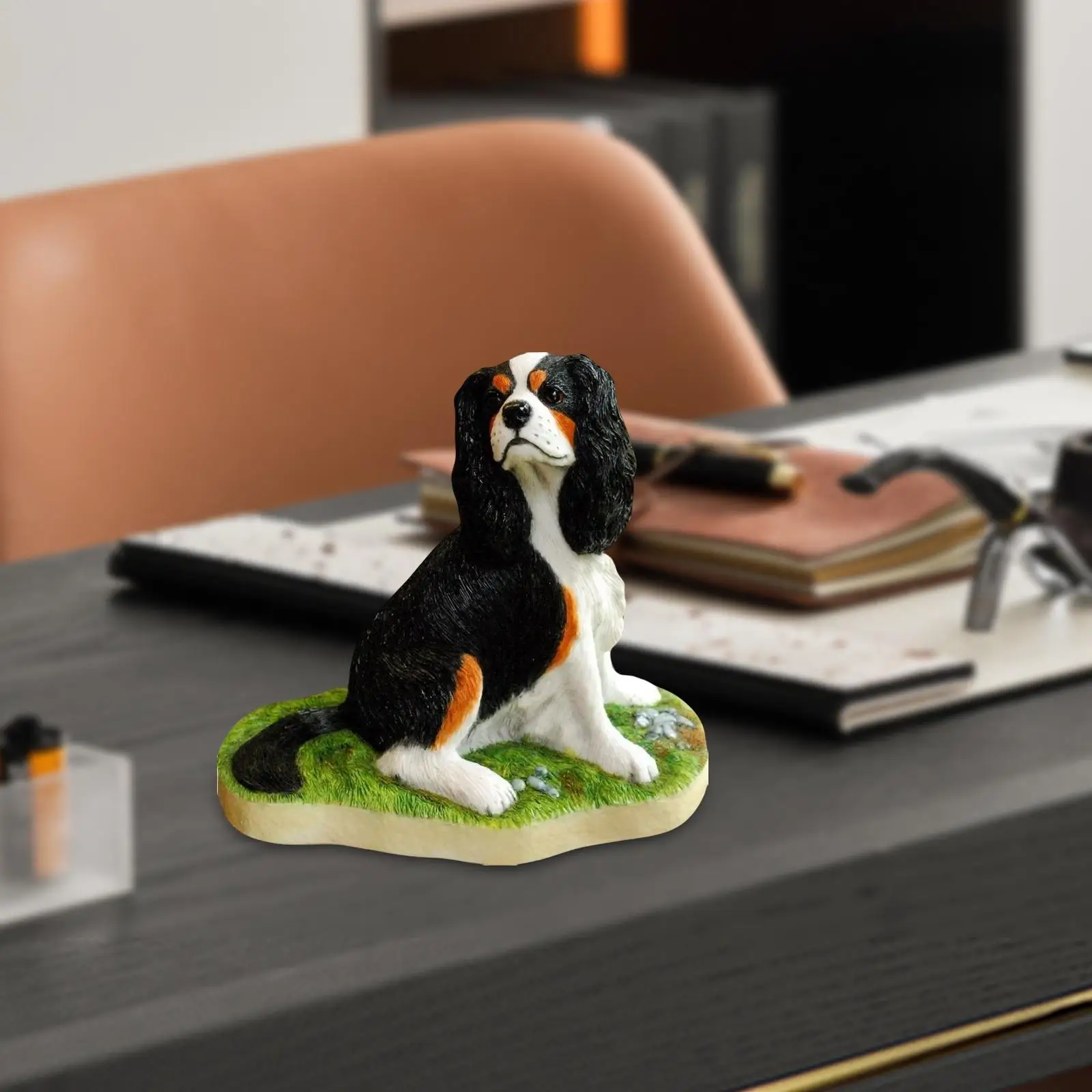 Adorable Cavalier King Charles Spaniel Dog Statue Figurine for Park Patio