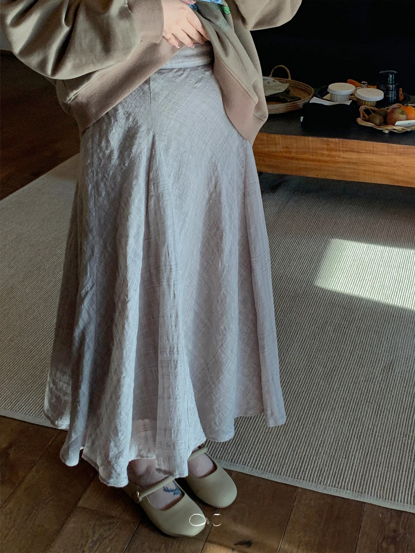 

Новинка: Асимметричная юбка из плотного хлопка и льна с высокой талией, А-силуэт, длинная, для женщин больших размеров, с охлаждающим эффектом