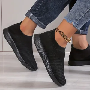 Women's Shoes Lightweight Breathable Mesh Slip-On Sneakers Black White