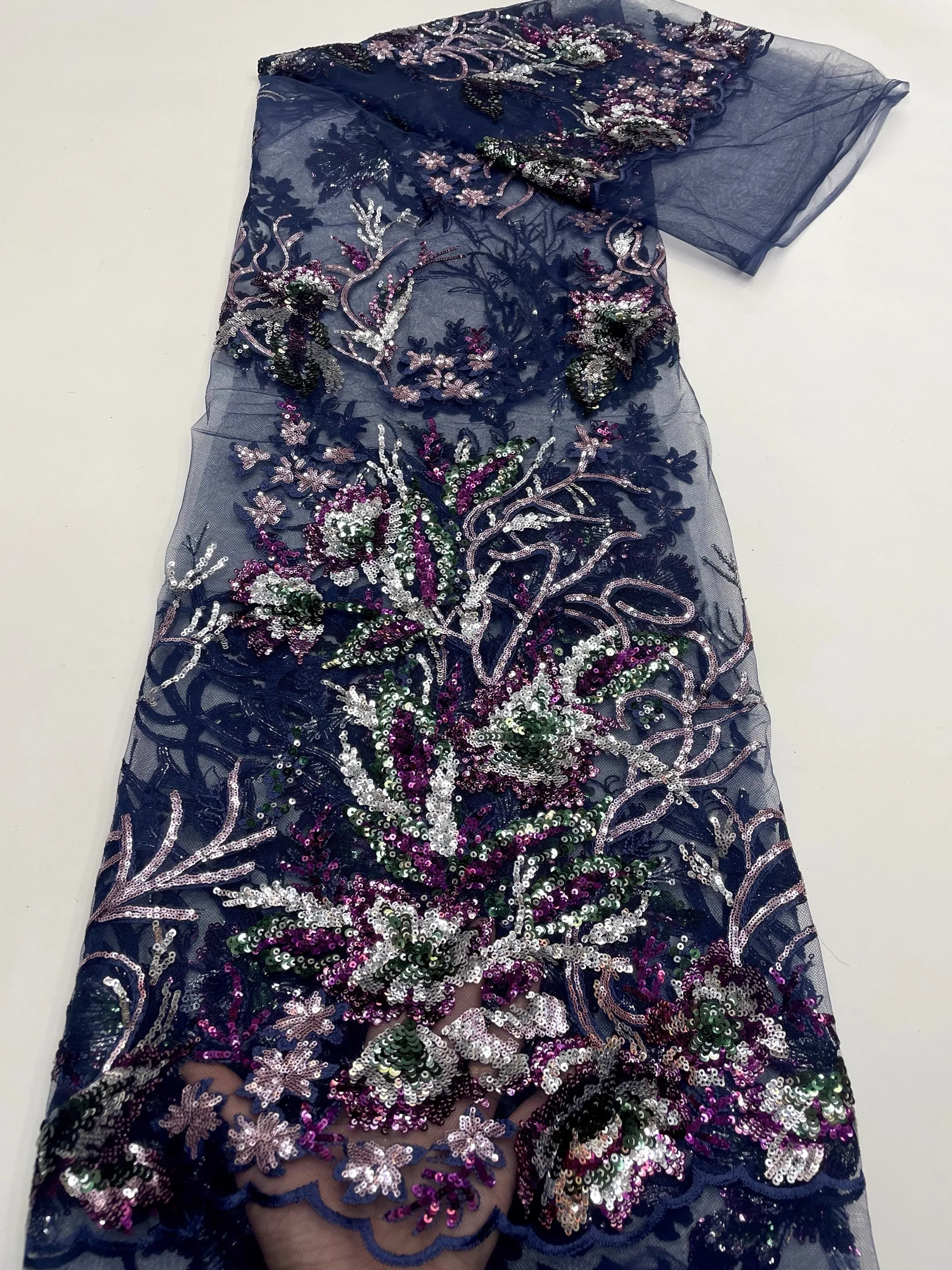 

1 ярд, новая жемчужная трехмерная кружевная ткань с цветочным узором, элитное платье Cheongsam, платья de novia tissu