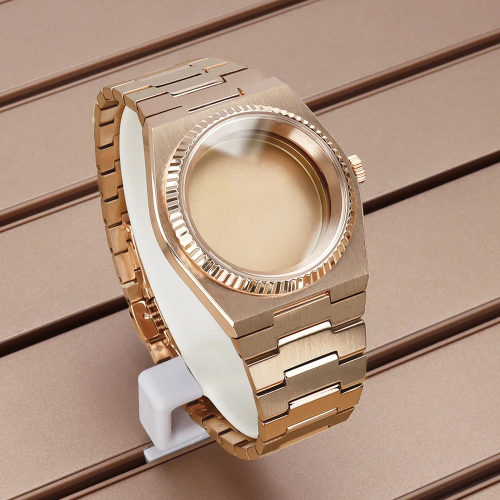 

40mm Women's Rose Gold Watch Waterproof Case Sapphire Glass For PRX Super Player NH35 NH36/38 Movt Fluted Bezel Parts Accessory