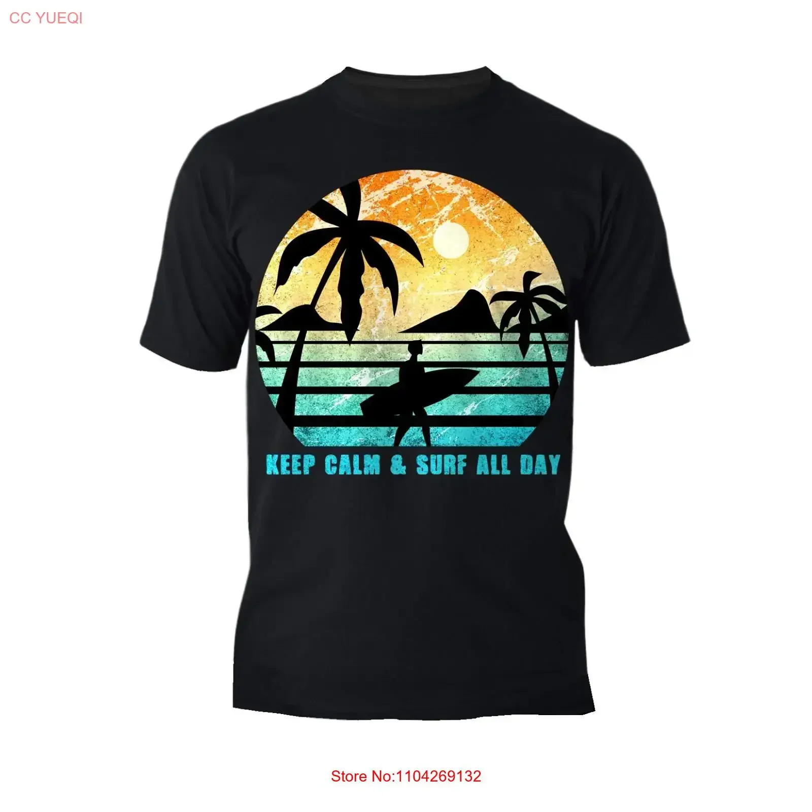 Summer Vibes Sunset Surfer Beach Surf All Day Holiday Official Men's T Shirt vintage Washed Stylish Versatile Unisex Stretched