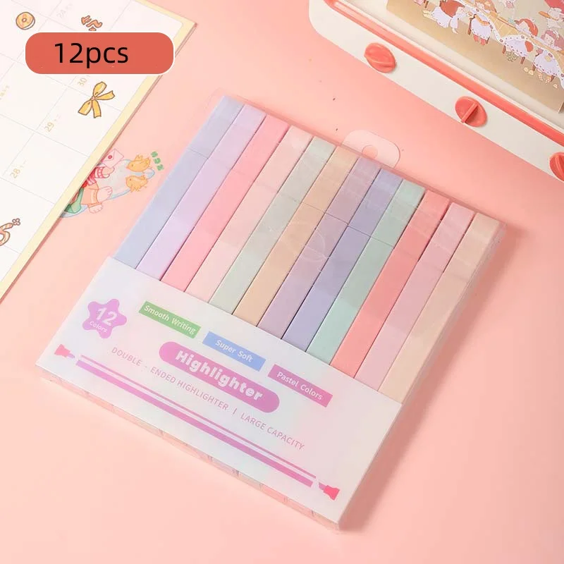 

12-цветные эстетические маркеры с двойным наконечником — мягкие цветные маркеры для ноутбуков для школы, учебы и планировщика заметок
