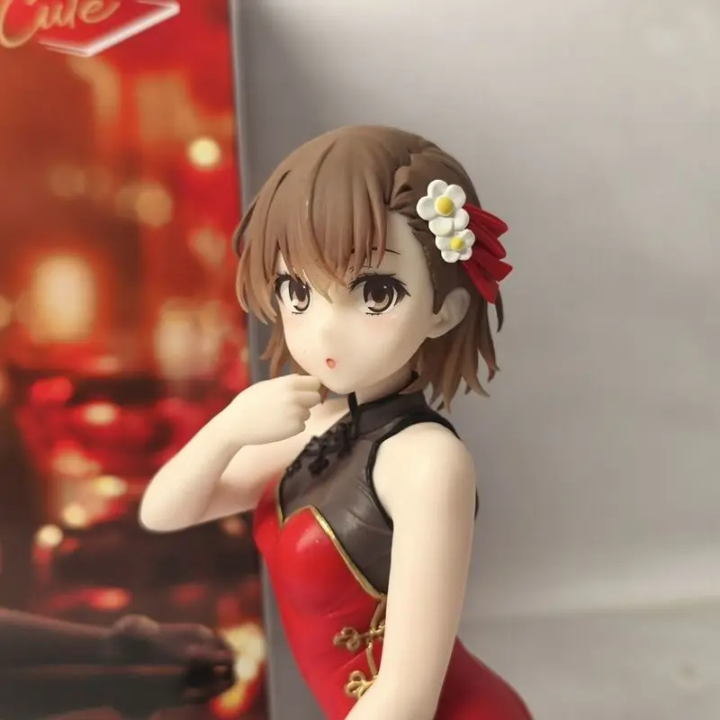  In Stock Original Taito Desktop Cute Misaka Mikoto Chinese Dress Ver. A Certain Scientific Railgun Kawaii Anime Model Toys 13cm
