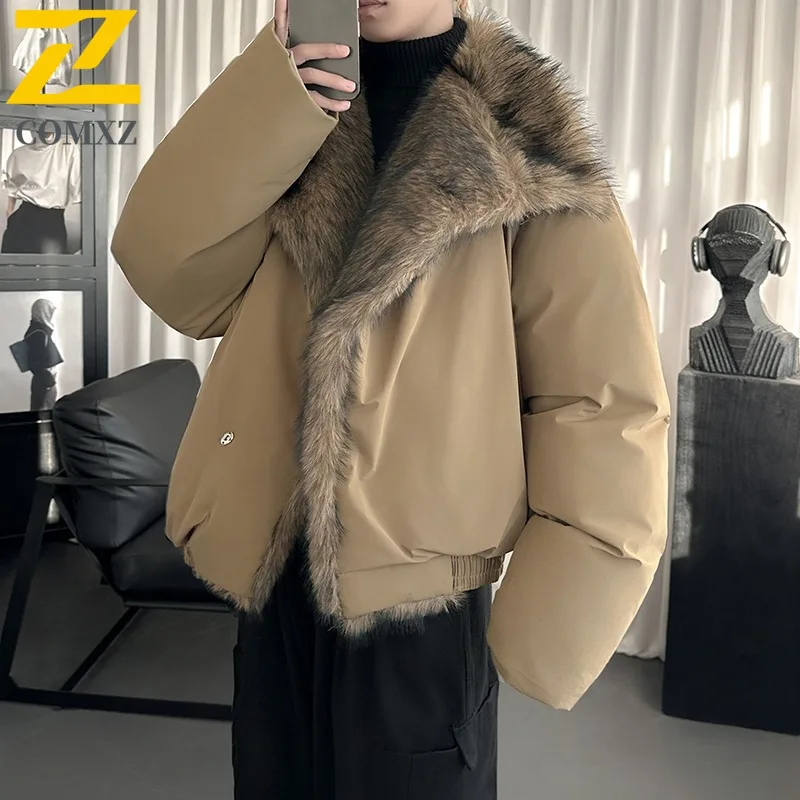 

COMXZ Stand Collar Premium Padded Jacket for Men Outdoor Trip Cold Proof Parka Simple Urban Style Light Winter New Clothing