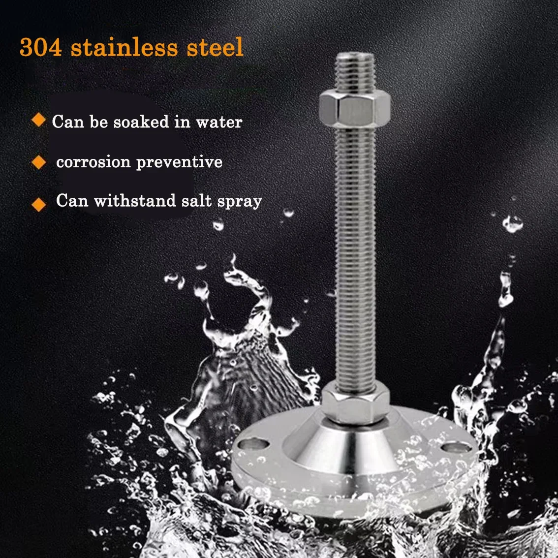 304 Stainless Steel Adjustable Leveling Leg D30-D120mm Swivel Base Anti-Skid Foot Pad for Industrial Equipment Replacement