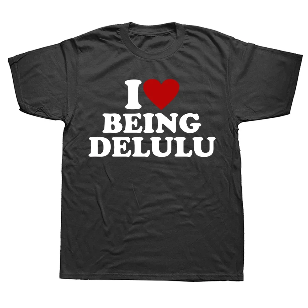 I Love Being Delulu Funny Solulu T Shirt Retro Tee Tops Round Neck Short-Sleeve Fashion Tshirt Clothing Casual Basic T-shirts