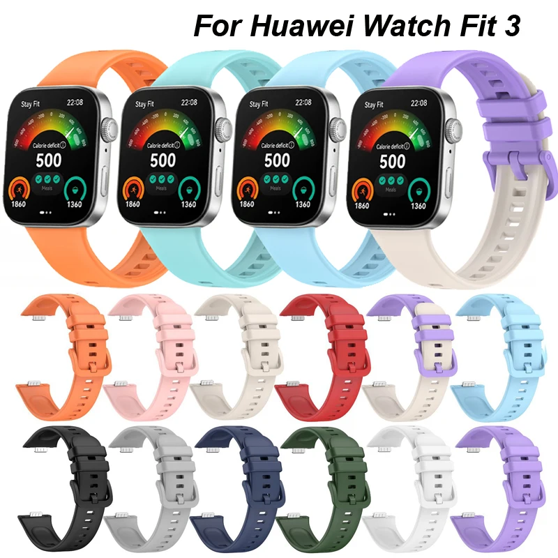 Silicone Watch Strap For Huawei Watch Fit 3 Strap Waterproof Band Replacement Bracelet For Huawei watch Fit 3 Sport Watchband