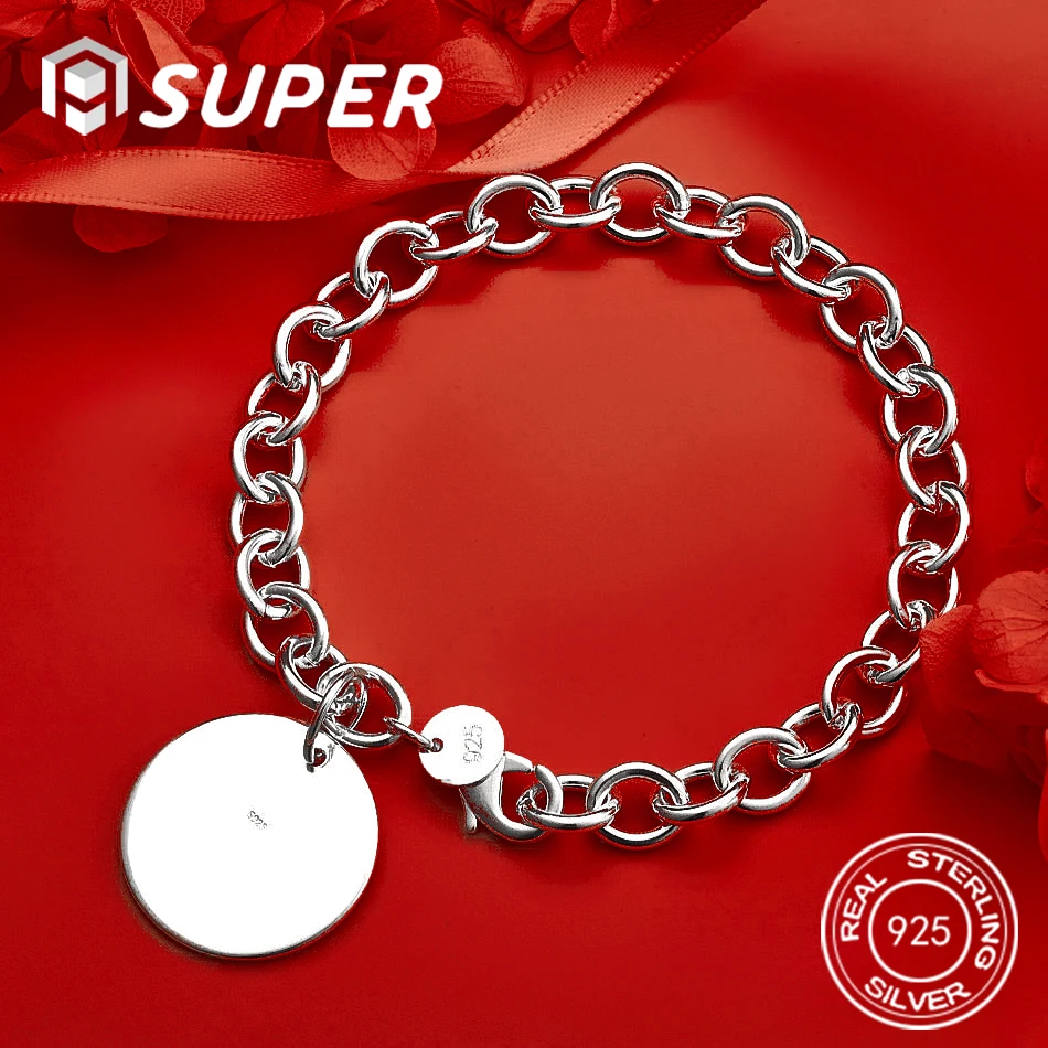 

ALISuper 925 Sterling Silver 8 Inch Beautiful Round Bracelet Women Fashion Wedding Party Jewelry Accessories