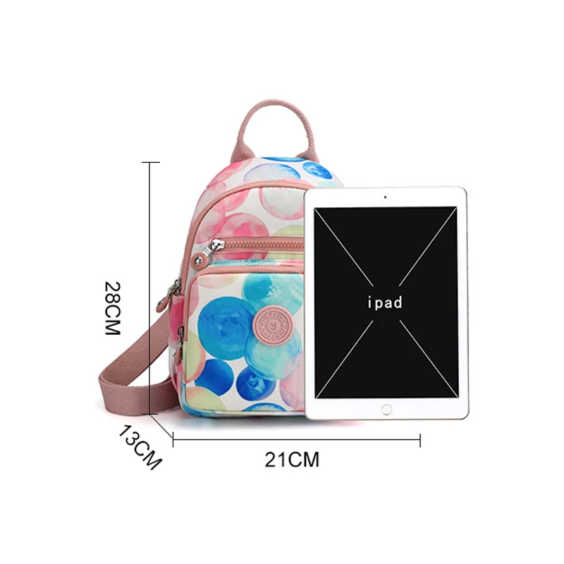 Mochila literária de nylon para mulheres, bolsa de ombro impermeável, mochilas pequenas coloridas para meninas adolescentes, mochila na moda