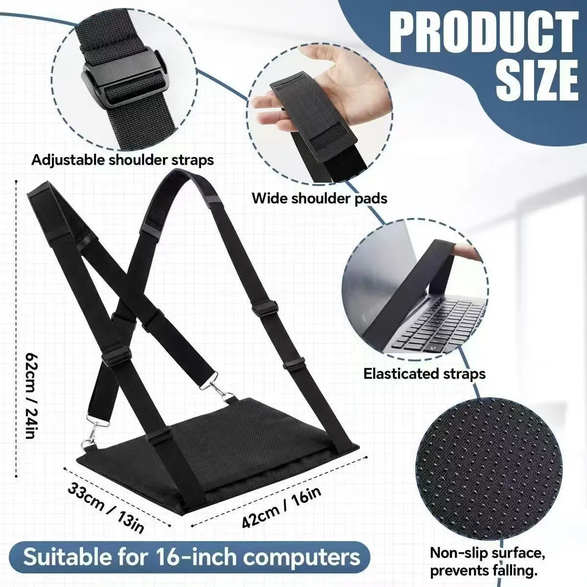 Adjustable Laptop Strap Tray Stand Portable Hands-Free Computer Hanging Tray Strap for Work Drawing Suitable Mobile Stand