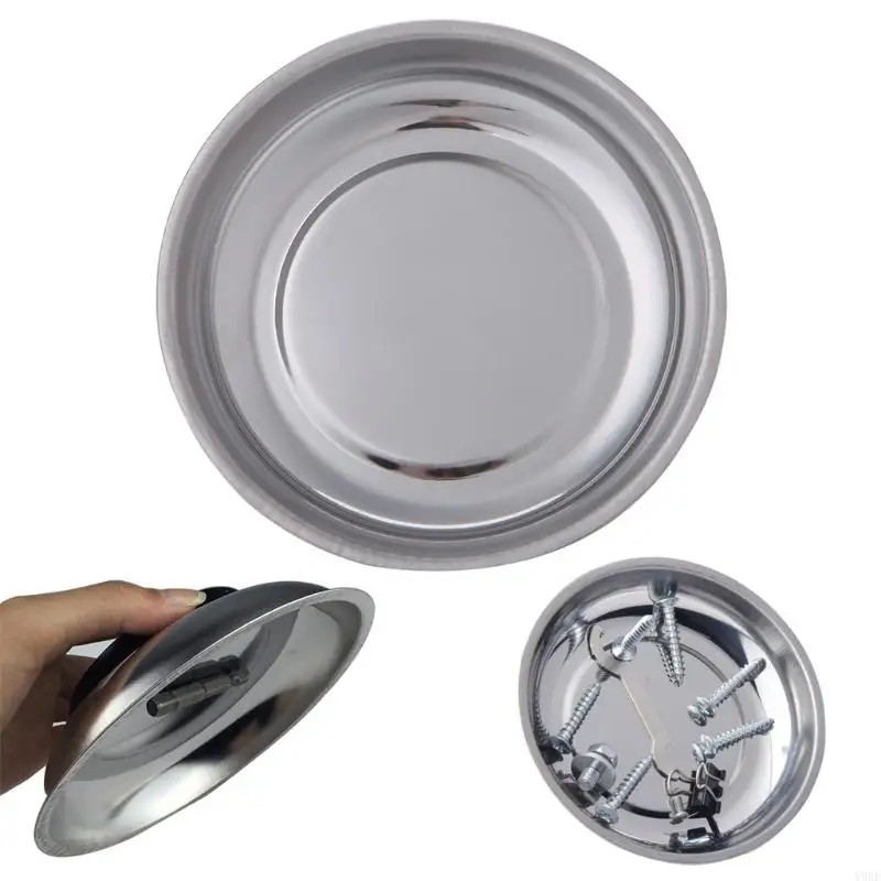 2025 New Round Parts Tray Bowl Dish Stainless Steel Garage Holder Tool