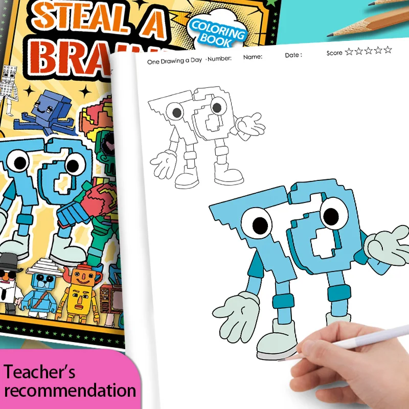 Steal a Brainrot Coloring Books Sketchbook School Colors Painting Art Supplies 67 House 9 Job Drawing Books Gifts Set Girl Toys