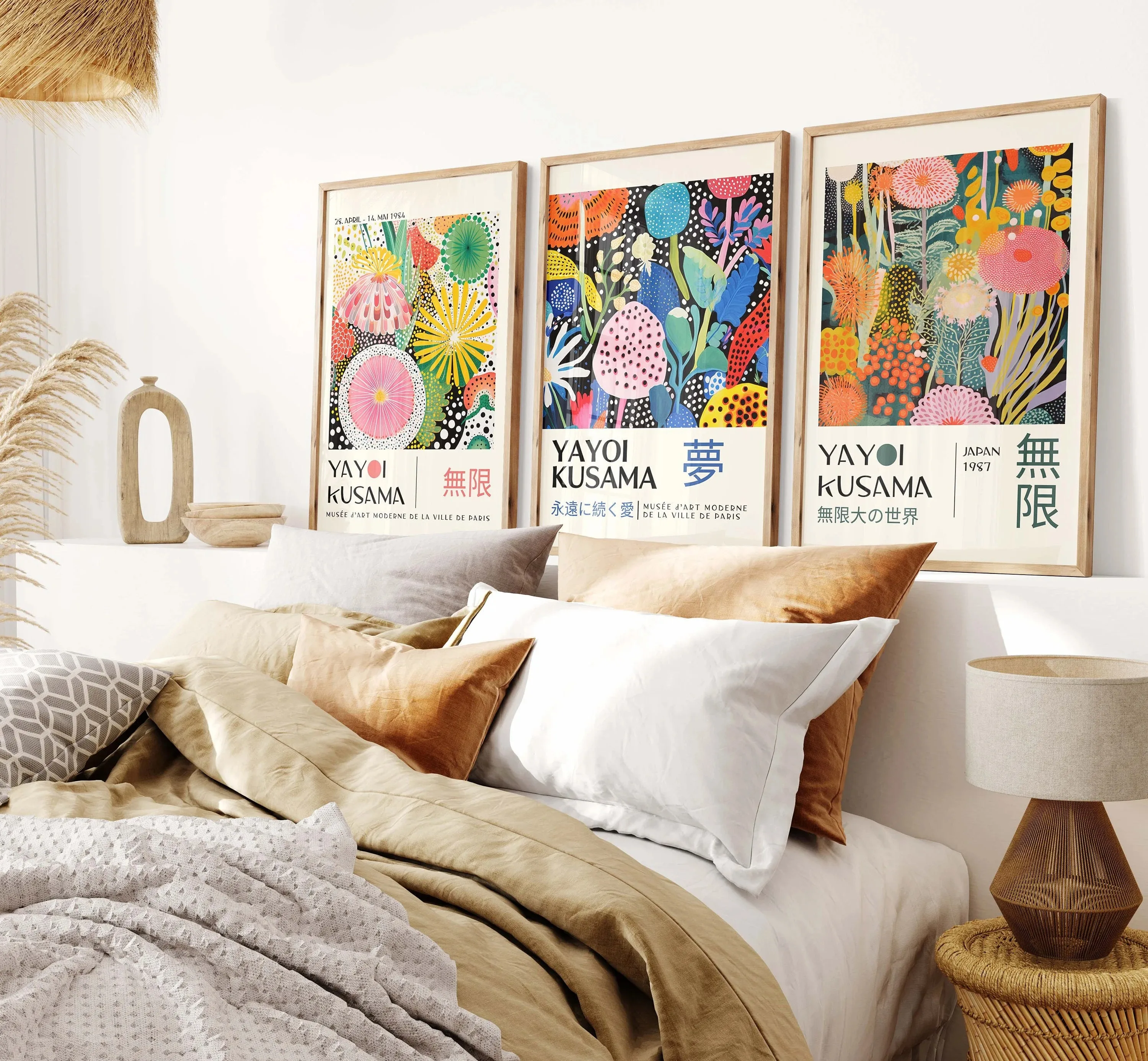 Retro Yayoi Kusama Landschaft Leinwand Poster Japanischer Traum und unendliches Thema Wandkunstdrucke für moderne Wohnzimmer Home Decor
