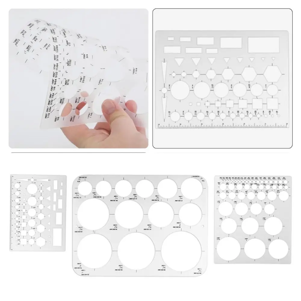 3Pcs 3 Sizes Round Templates Transparent DIY Circle Stencils for Drawing Durable Creativity Multifunctional Geometric Ruler