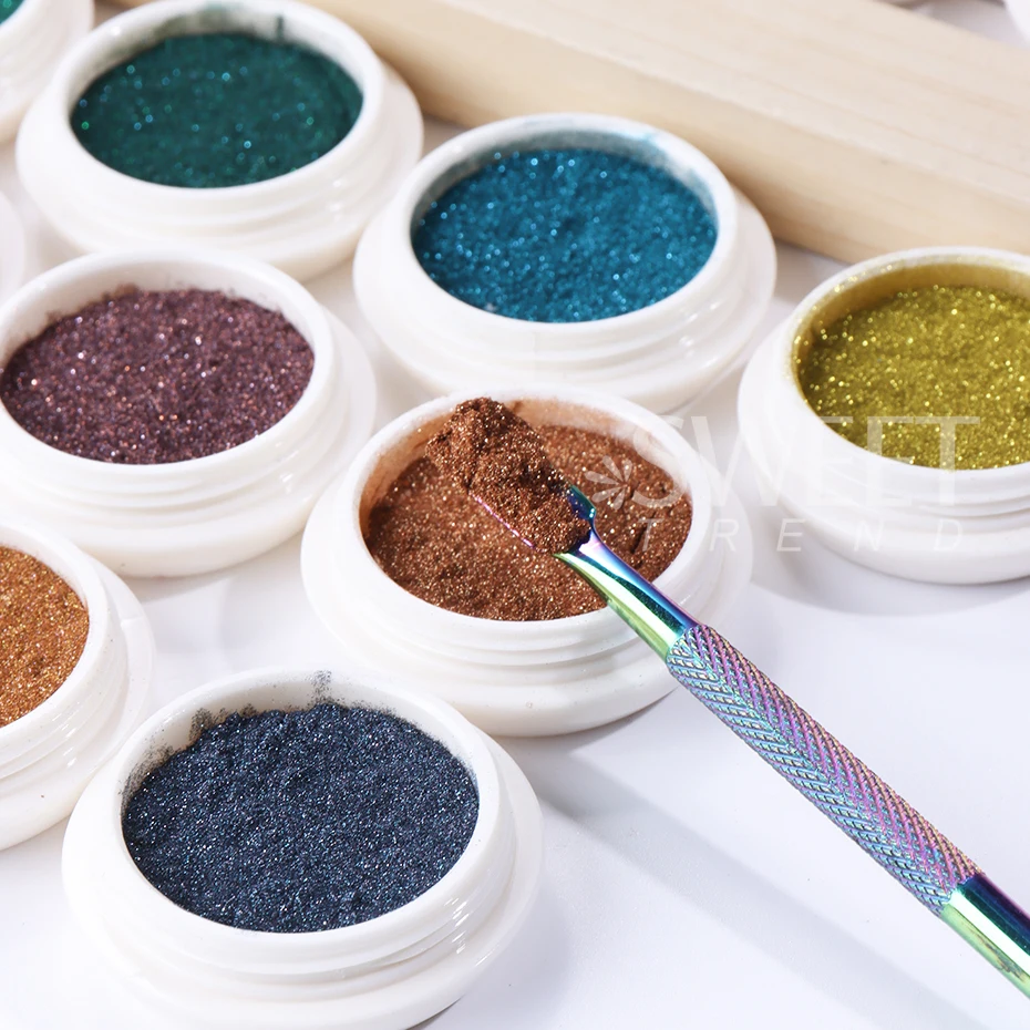 20/24 stuks chroompoeder nagels glitter wrijven poeder Y2K paars roze goud zilver metallic spiegel nagel chroom stof manicure decor