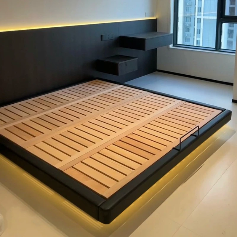 

No bedside suspended bed with lamp 2m × 2m modern simple master bedroom double bed