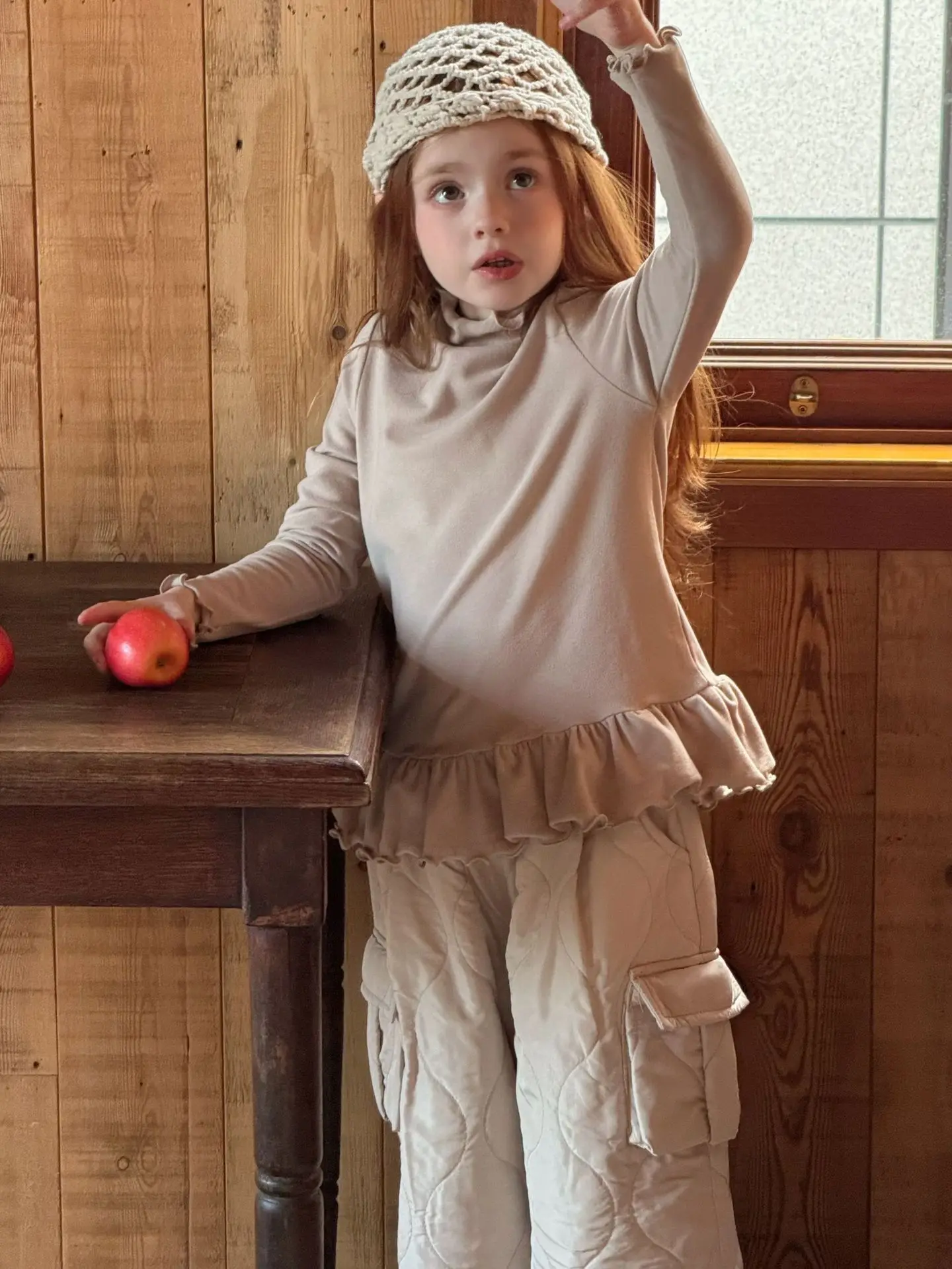 2025년 신상 가을 겨울 아동복 여아 두꺼운 벨벳 이너 셔츠 다용도 니트 이너 탑