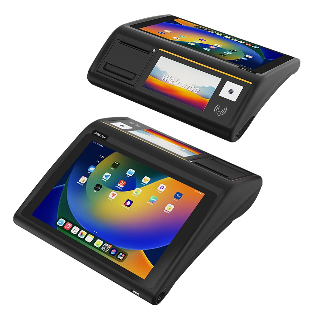 D3-Mini Terminal de escritorio inteligente, caja registradora compacta Android POS con escáner de código de barras, impresora térmica NFC SDK