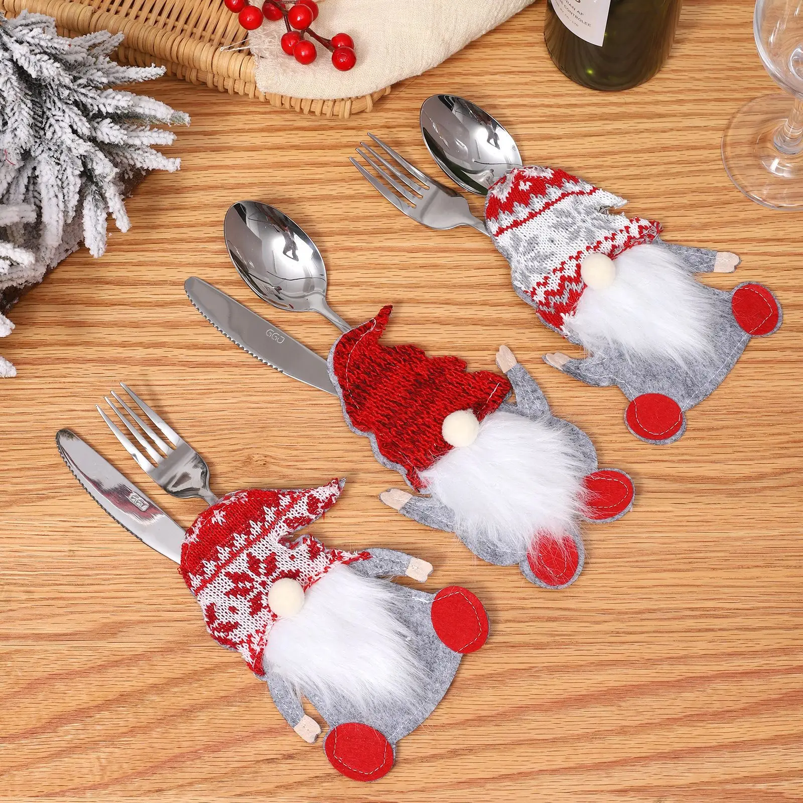 Nieuwe kerstvakantie decoratie bestekset, gezichtsloze bestekset voor oude mannen, 3D kabouterbestekset