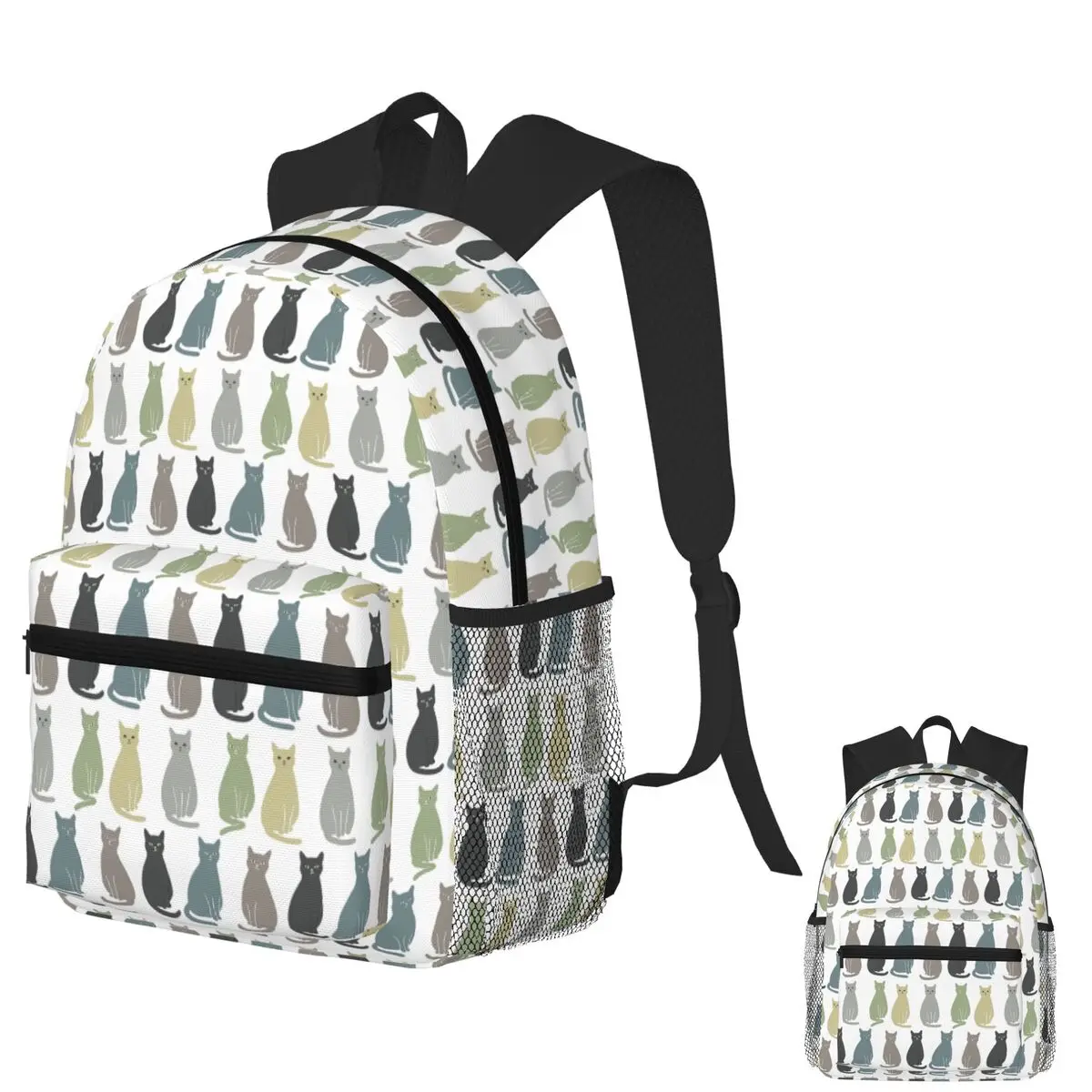 

Minimalist Cat - Pattern 2 Student Backpack School Bag Hiking Travel Daypack for Men Women Fashion Bookbag Shoulder Bags