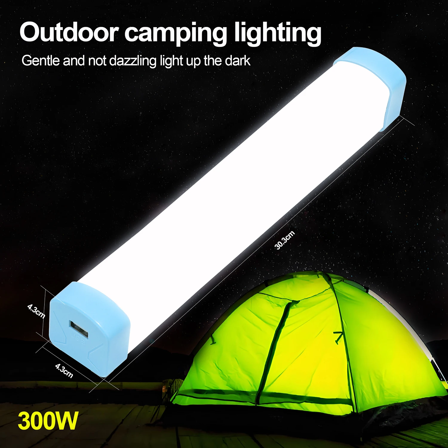 Кемпинговый фонарь высокой яркости 300 Вт, аварийное освещение для зарядки на открытом воздухе, сверхдлительное освещение палатки для кемпинга