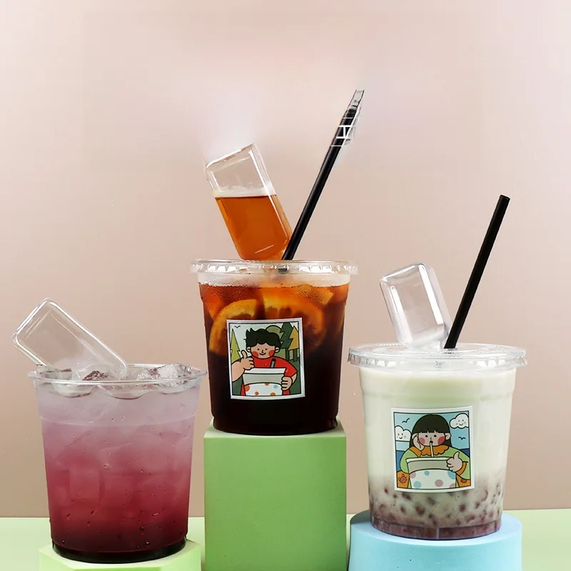 

Disposable Plastic Cold Drink Cup Fat Cup Fruit Tea Cotail Par Drink Cup Trendy One Time Use Slightly Drunkenn Cup