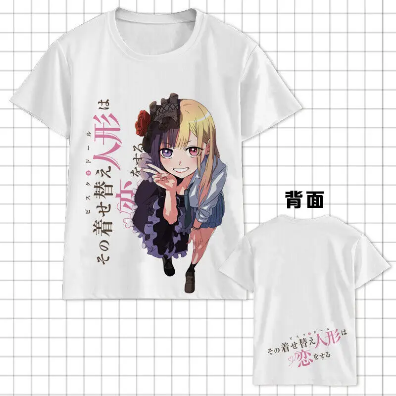 My Dress-Up Darling Kitagawa Marin Short Sleeve Unisex White/Black T-shirt Tops