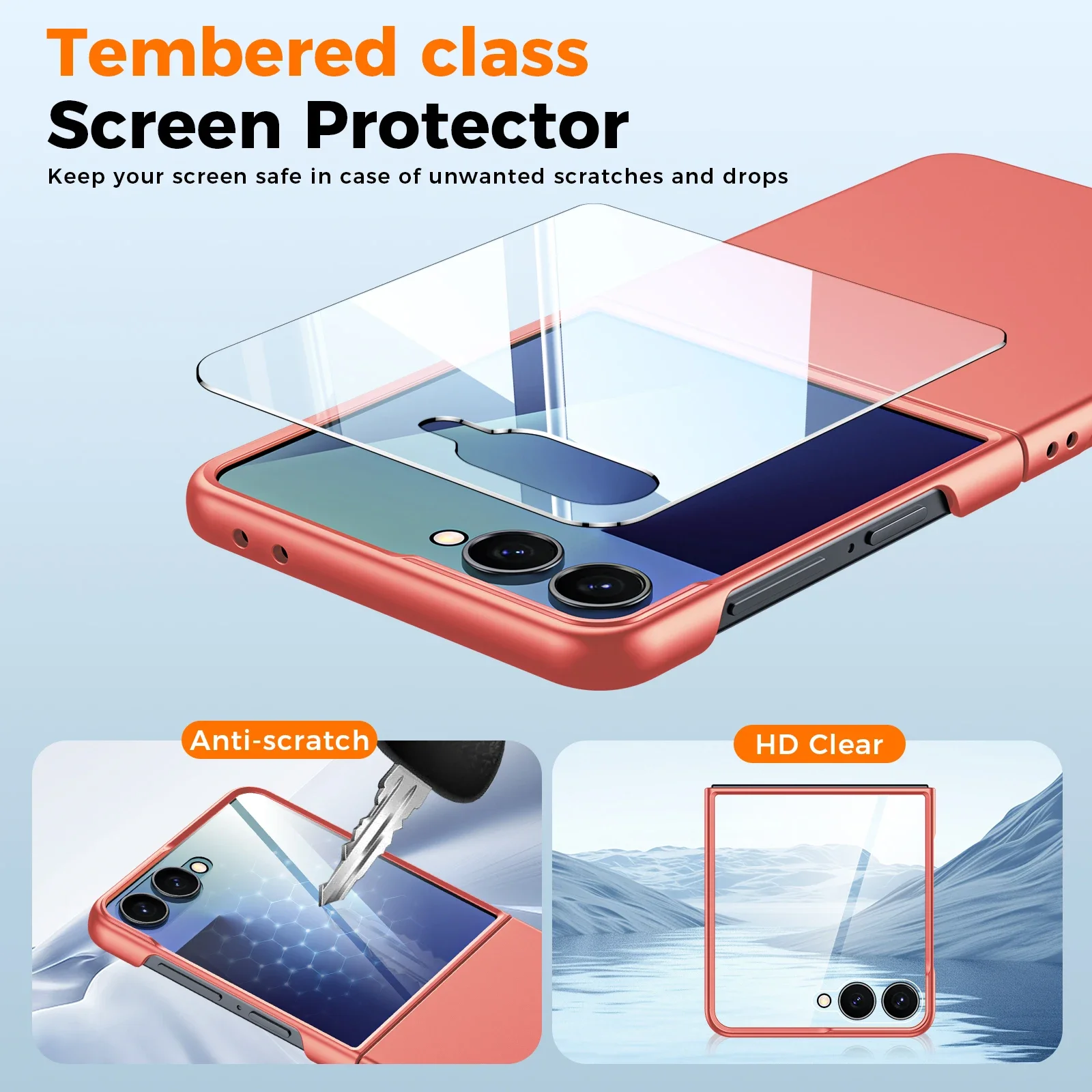 جراب لهاتف Galaxy Z Flip 7 رفيع للغاية غير لامع، حماية قابلة للطي ضد الصدمات، غطاء صلب للكمبيوتر الشخصي، طبقة حماية عالية الدقة، حماية الكاميرا - وردي