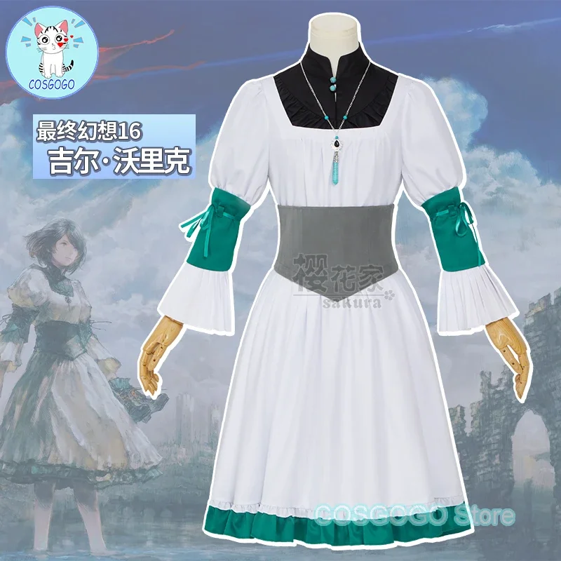 COSGOGO Game Final Fantasy 16 Jill Warrick Cosplay Kostuum Halloween Outfits FF 16 Jill Lolita Witte Lange Jurk Vrouw Jurk