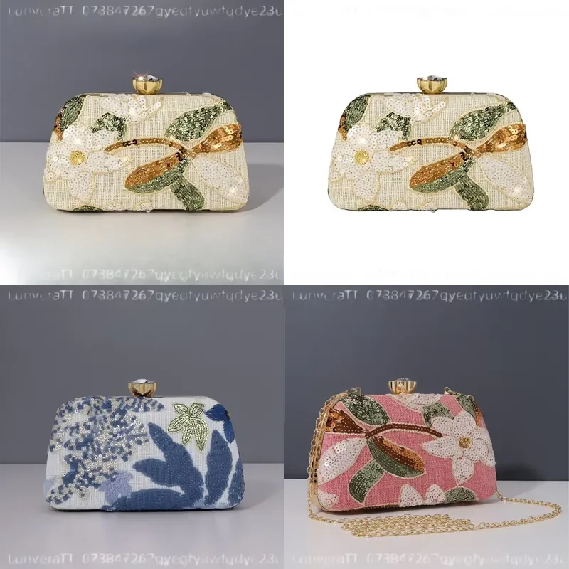 2026 Handmade Embroidered Dinner Bag Chinese Style Sequin Clutch Niche Evening Purse Elegant Decal Design for Women Party