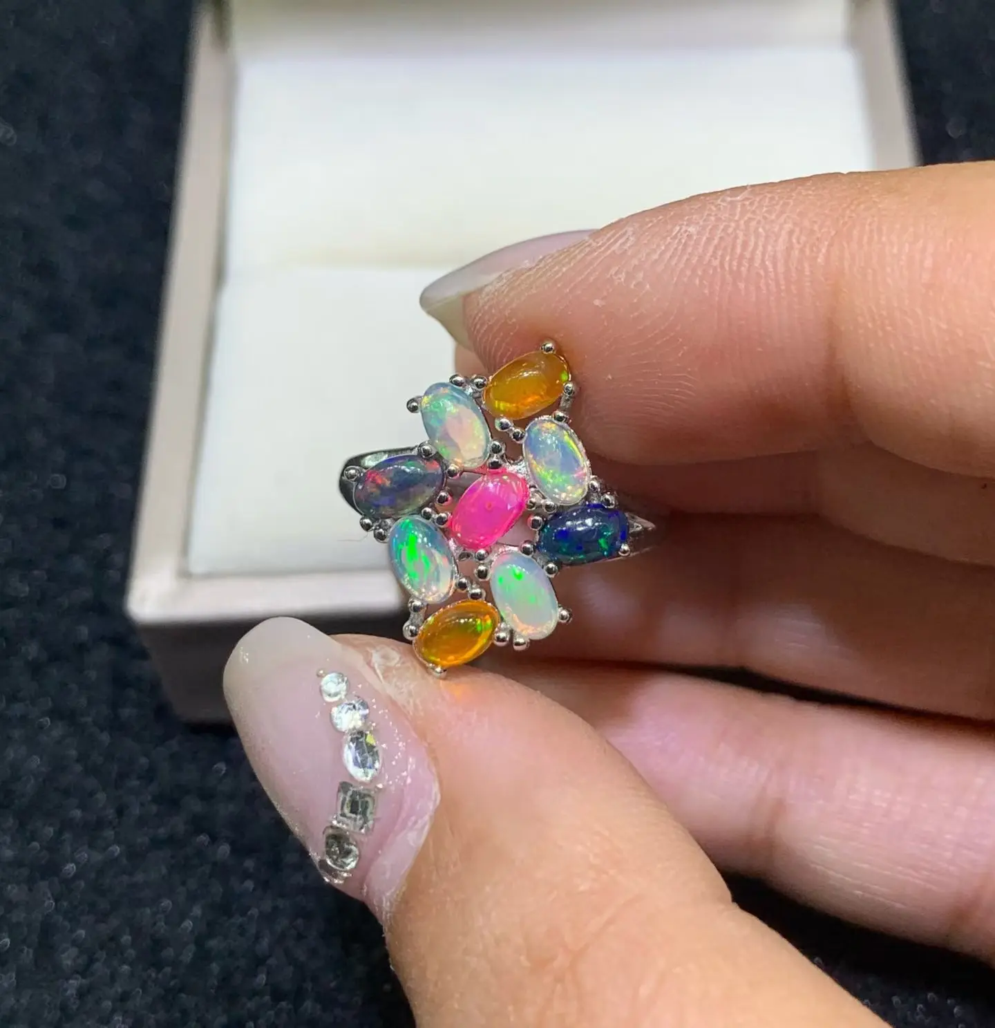 

Elegant Natural Multi Color Opal Rings Sterling 925 Silver October Birthstone Oval 3*5mm for Women Birthday Party Fine Jewelry