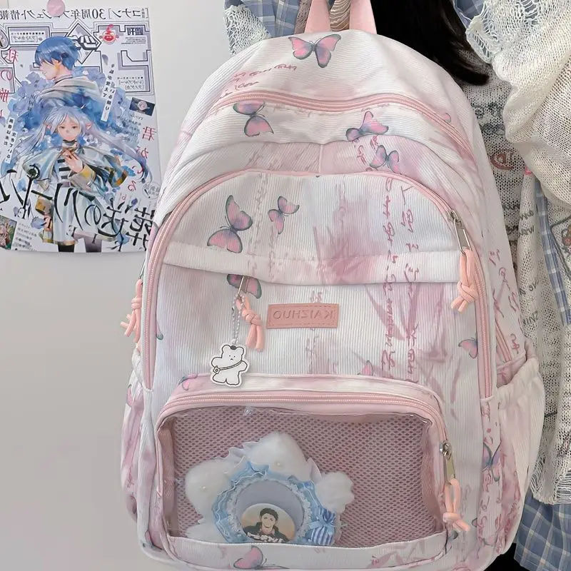 

HAEX Chinese Style Women Backpacks 2025 Design Classical Butterfly Corduroy Ita Bags Large Capacity Students Mochilas Para Mujer