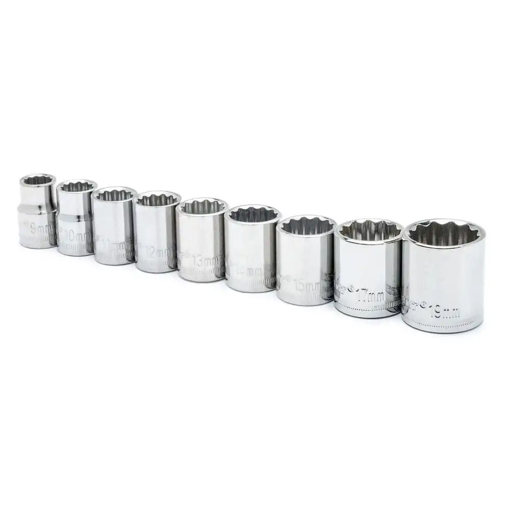 

Crescent Assorted Sizes x 3/8 in. drive Metric 12 Point Socket Set 9 pc.