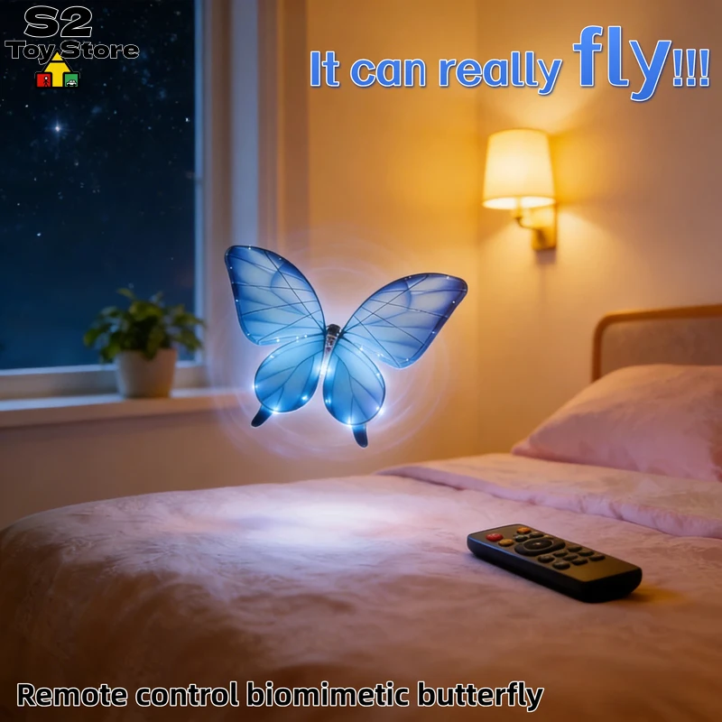 

Радиоуправляемая бионическая бабочка со светодиодами, машущими крыльями, мощным мотором, простым управлением для сценических выступлений, свадебный подарок, игрушка