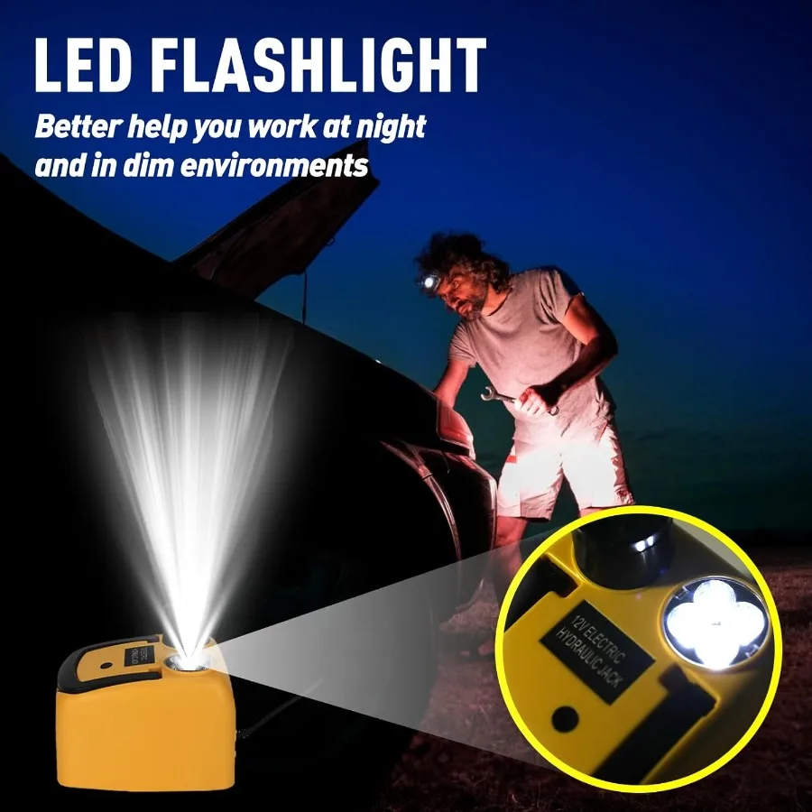 رافعة سيارة كهربائية 5 طن 12 فولت رافعة هيدروليكية مع ضوء LED لشاحنة سيارات الدفع الرباعي سيدان نطاق الرفع 6.117.7 بوصة مثالية لسهولة Ti #4